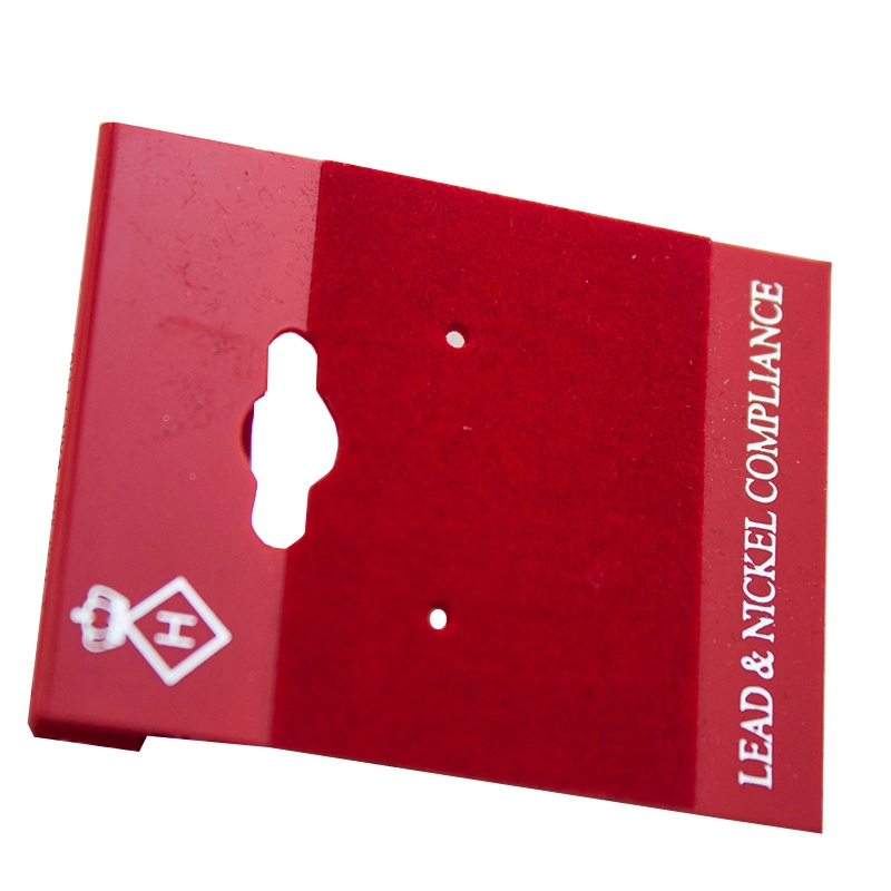 Customized Red Plastic Flocking Jewelry Earring Display Card