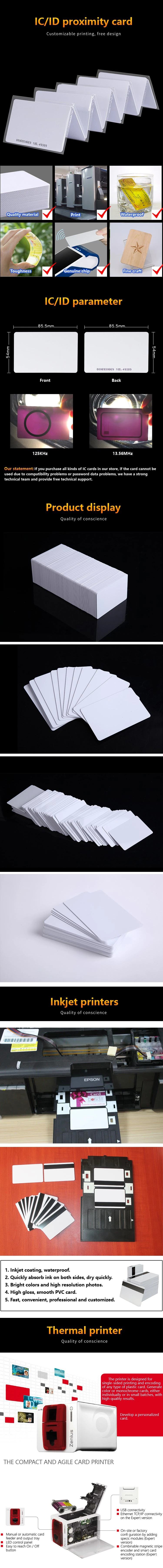 White Printable Waterproof Inkjet Polycarbonate PVC Blank Chip ID Card for Student