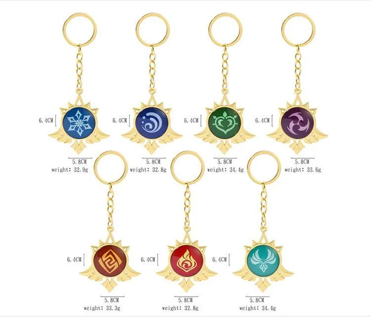 Hot Sale Custom Logo Double-Sided Key Pendant Rice Wife God′s Eye Genshin Metal Key Chain